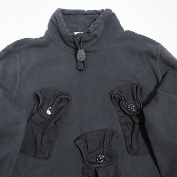 Stone Island Multi Detail Pocket Mock Neck Sweatshirt Black 751560519V0029 L - Picture 4 of 12